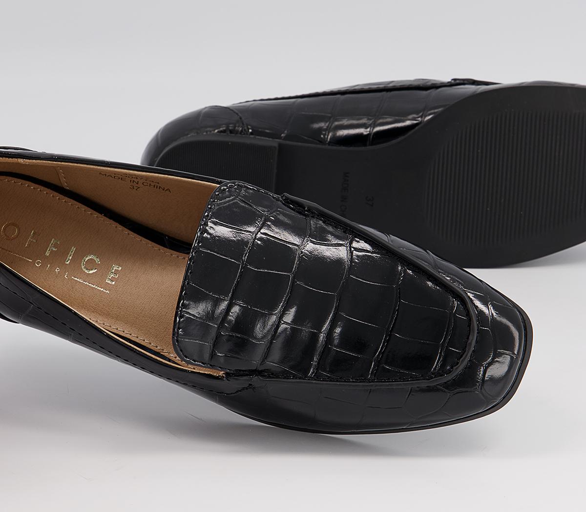 Office Fabric Soft Square Loafers Office Fabric Soft Square Loafers Black Croc