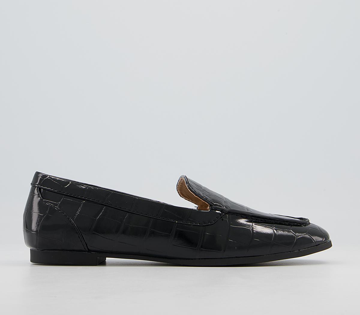 Office Fabric Soft Square Loafers Office Fabric Soft Square Loafers Black Croc