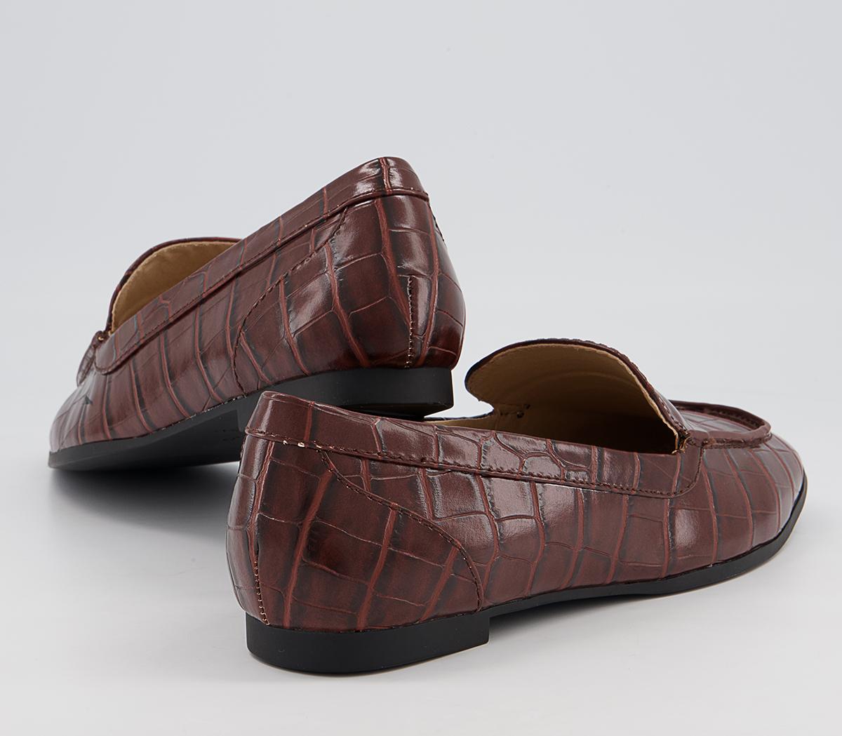 Office Fabric Soft Square Loafers Office Fabric Soft Square Loafers Brown Croc