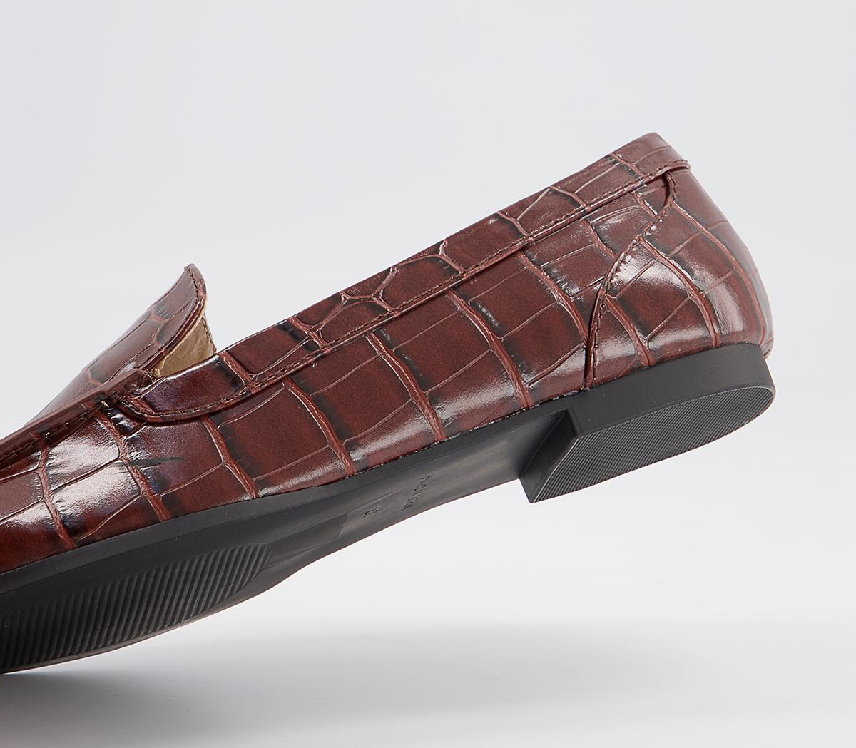 Office Fabric Soft Square Loafers Office Fabric Soft Square Loafers Brown Croc