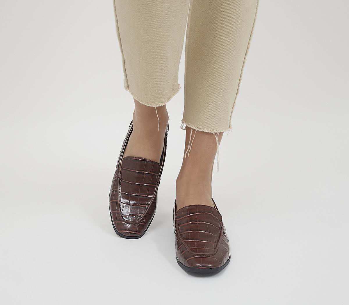 OfficeFabric Soft Square LoafersBrown Croc