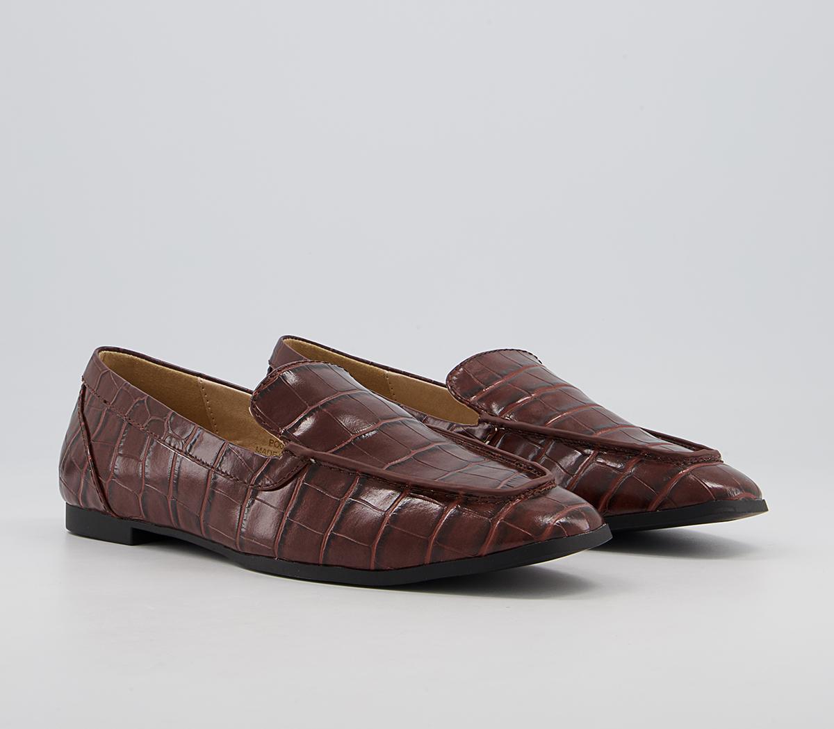 Office Fabric Soft Square Loafers Office Fabric Soft Square Loafers Brown Croc