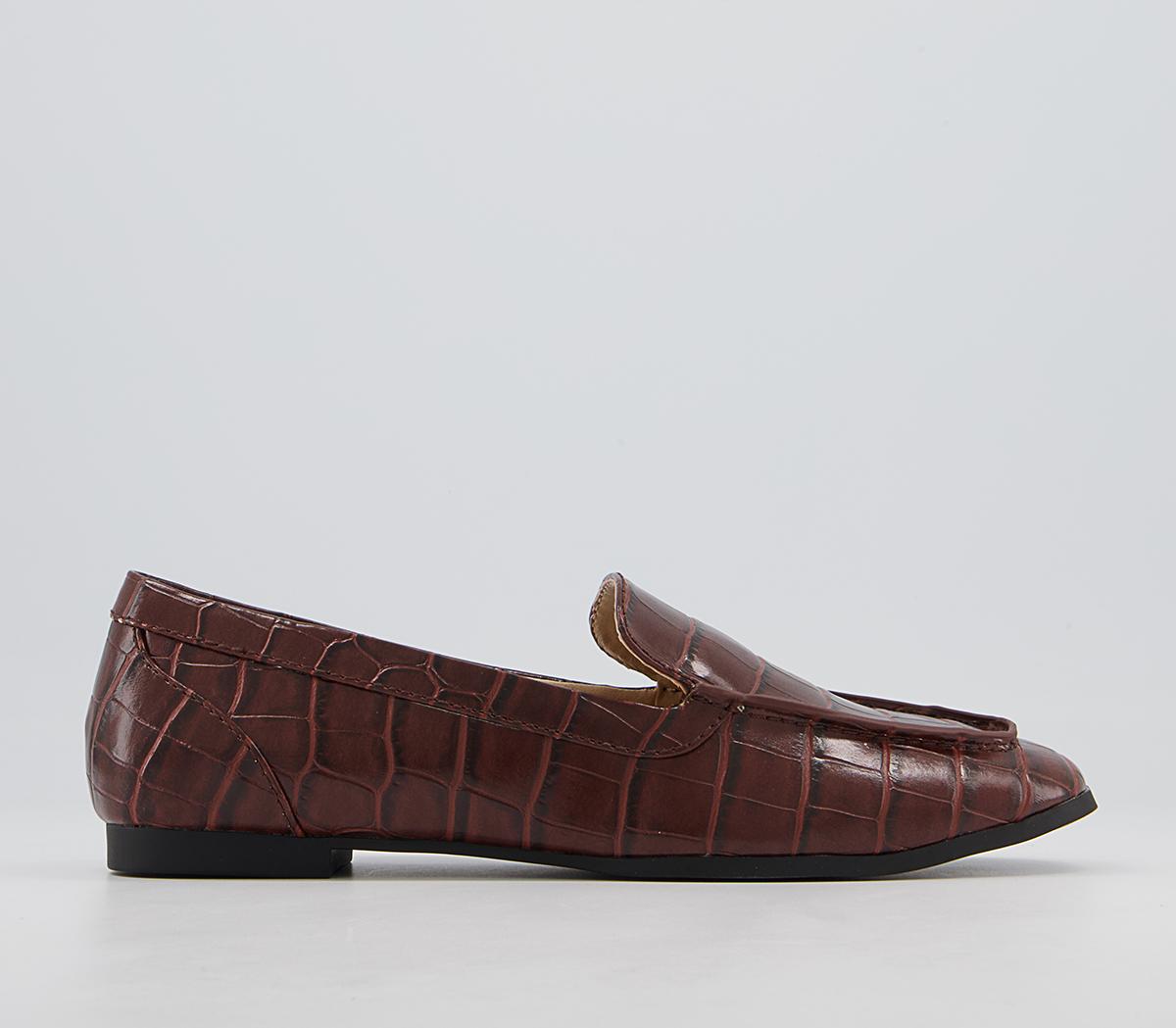 Office Fabric Soft Square Loafers Office Fabric Soft Square Loafers Brown Croc