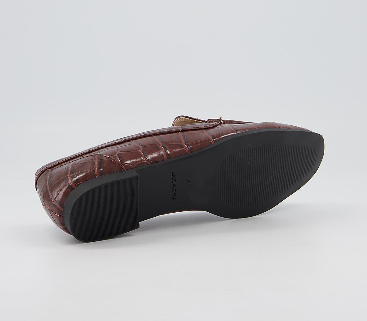 Office Fabric Soft Square Loafers Office Fabric Soft Square Loafers Brown Croc