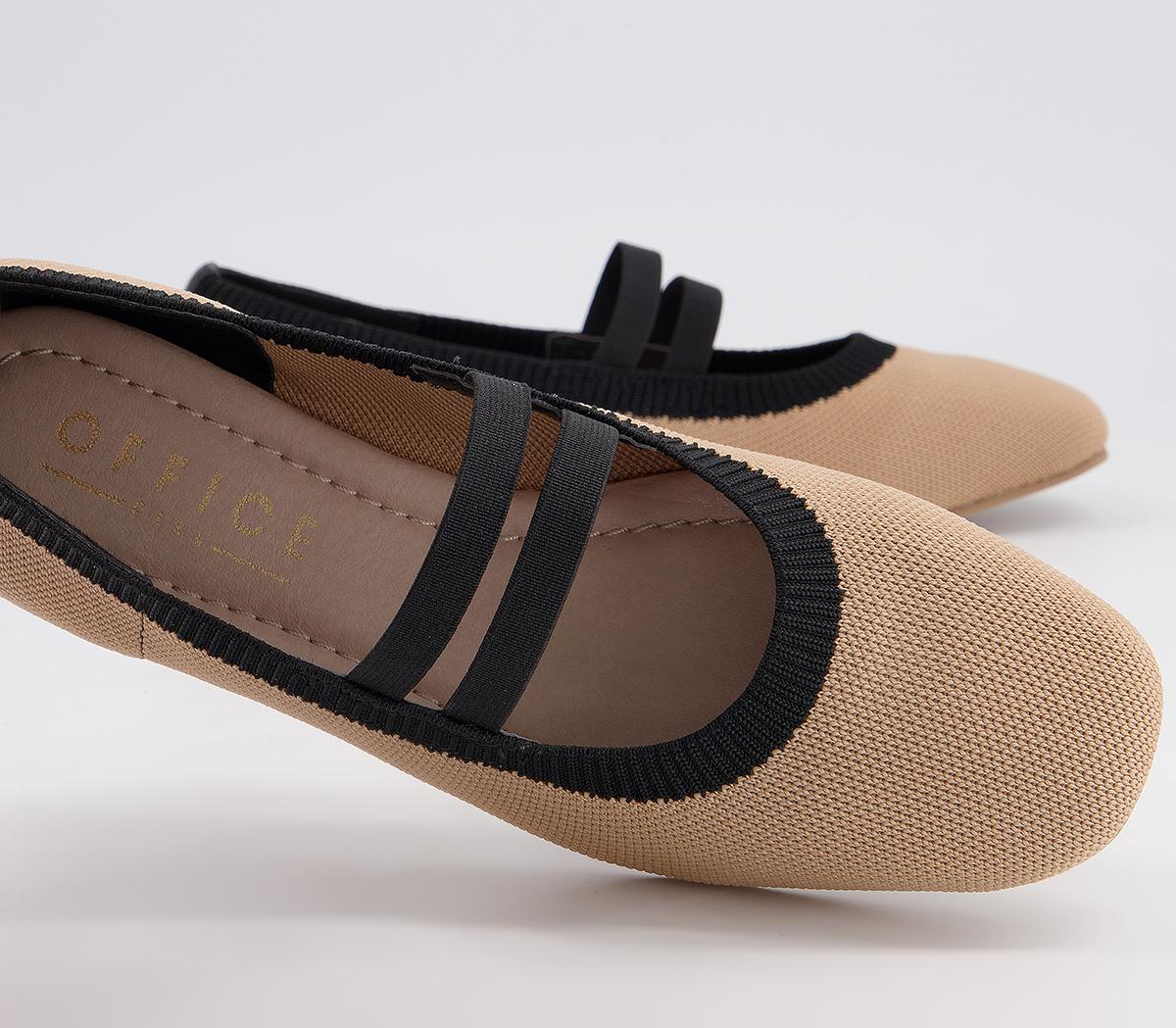 Office Factful Knitted Mary Jane Ballet Flats Office Factful Knitted Mary Jane Ballet Flats Natural Black Knit Mix