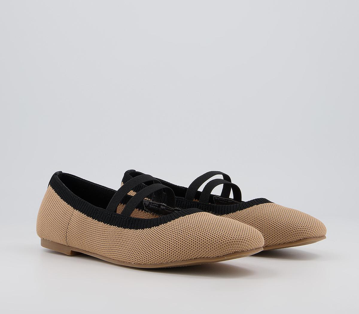 Office Factful Knitted Mary Jane Ballet Flats Office Factful Knitted Mary Jane Ballet Flats Natural Black Knit Mix