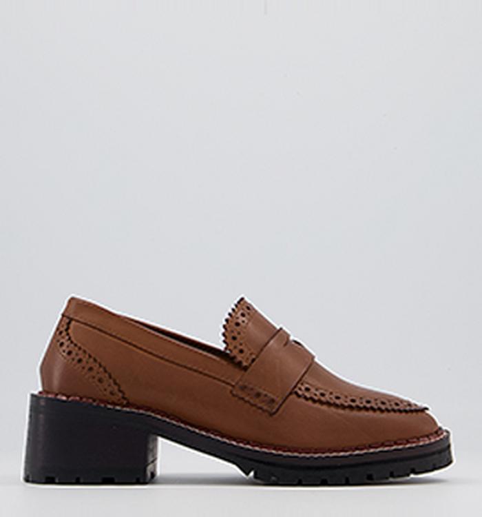 Office Murray Brogue Style Loafers Tan Leather