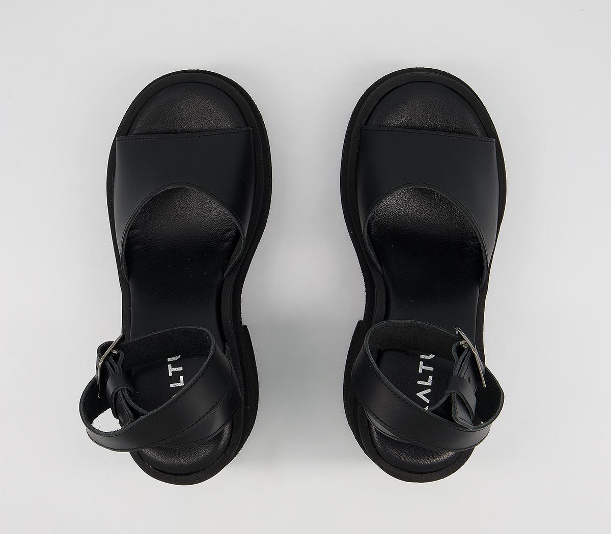 Kaltur Ankle Strap Mules Black - Mid Heels