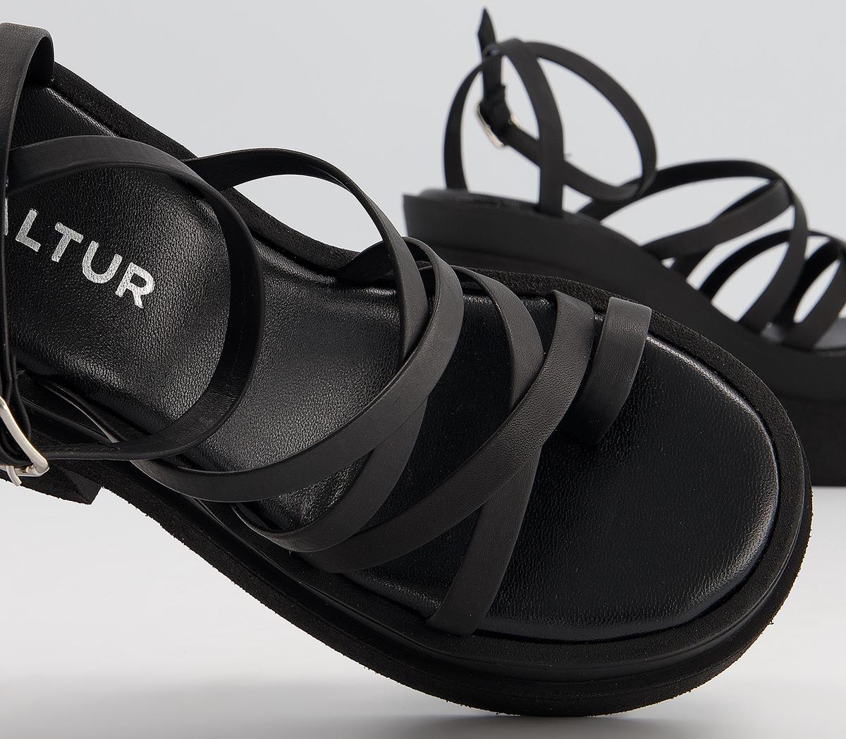 Kaltur Strappy Mules Black - Mid Heels