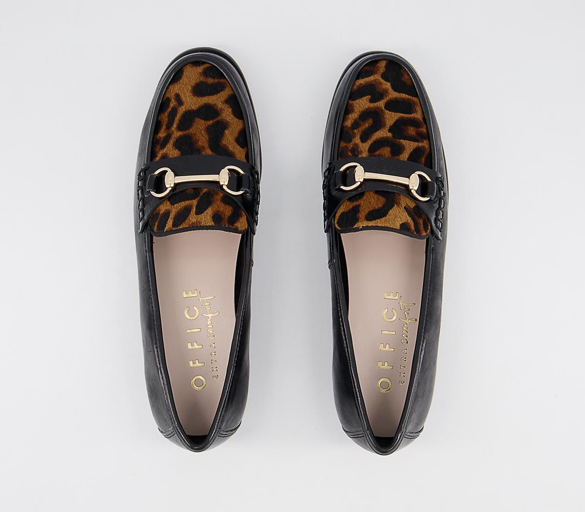 Office Formally Snaffle Trim Loafers Office Formally Snaffle Trim Loafers Black Leather Leopard Mix