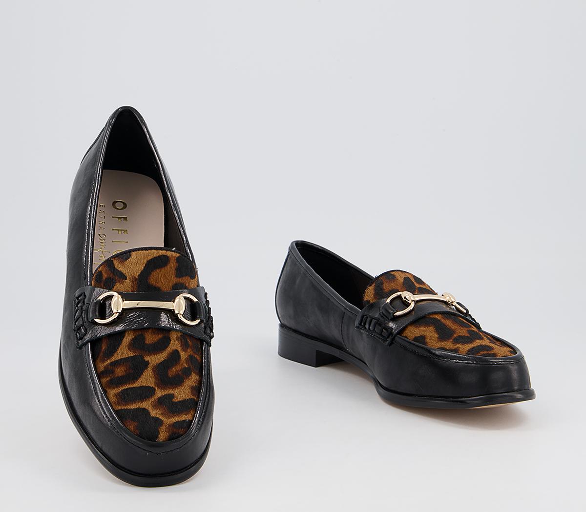 Office Formally Snaffle Trim Loafers Office Formally Snaffle Trim Loafers Black Leather Leopard Mix