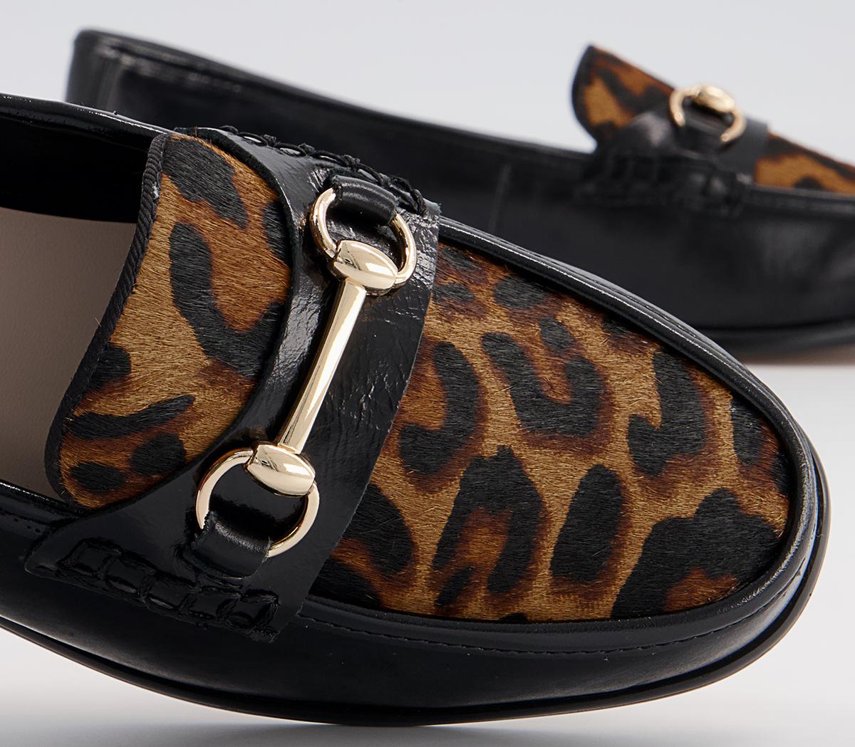 Office Formally Snaffle Trim Loafers Office Formally Snaffle Trim Loafers Black Leather Leopard Mix