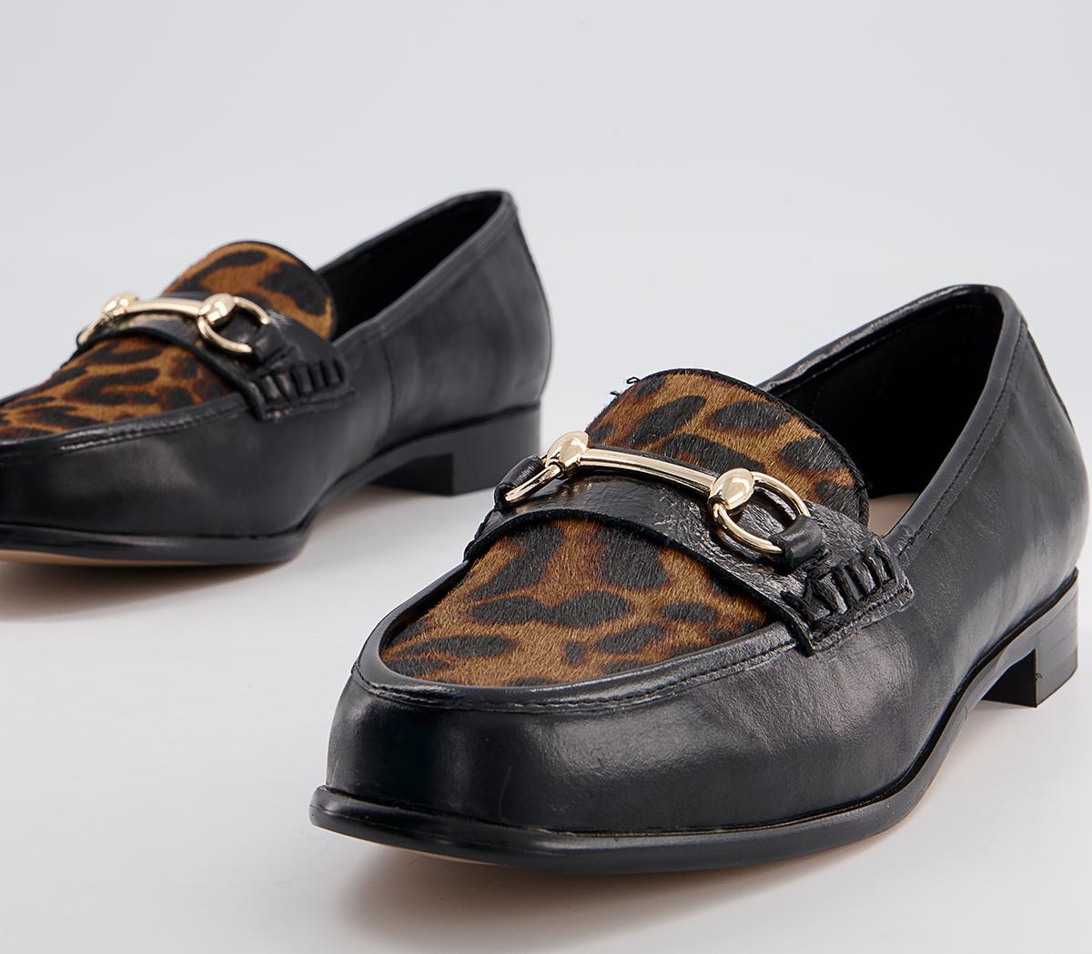 Office Formally Snaffle Trim Loafers Office Formally Snaffle Trim Loafers Black Leather Leopard Mix