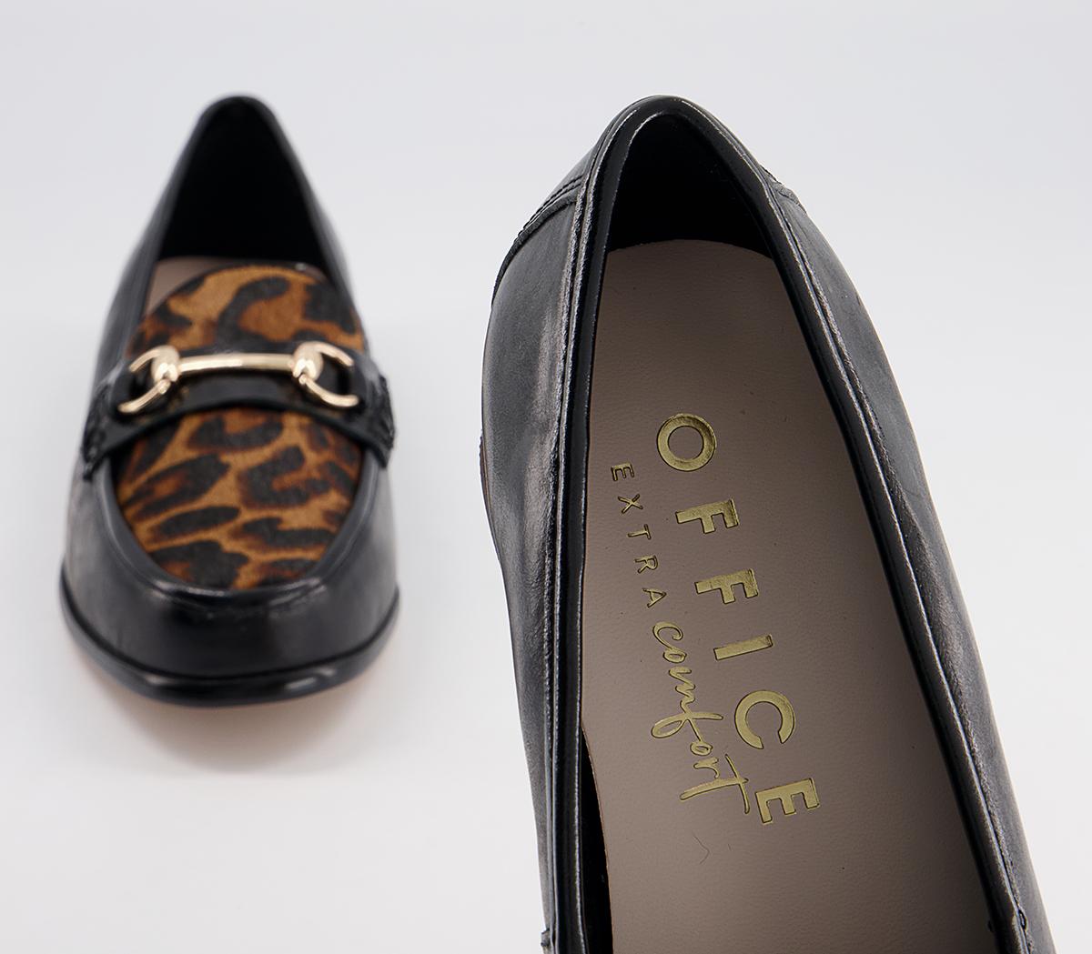 Office Formally Snaffle Trim Loafers Office Formally Snaffle Trim Loafers Black Leather Leopard Mix