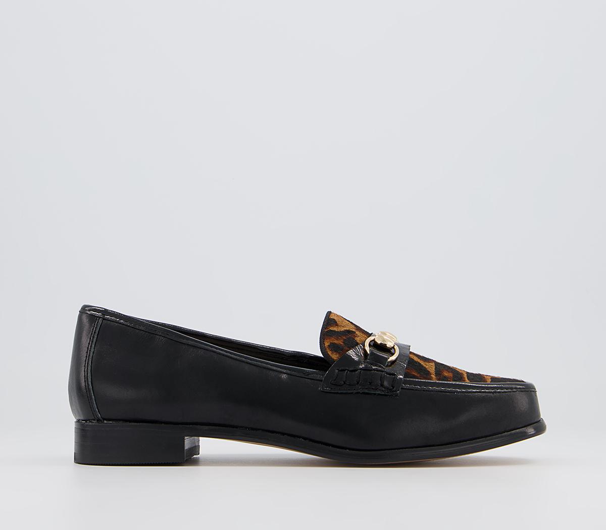 Office Formally Snaffle Trim Loafers Office Formally Snaffle Trim Loafers Black Leather Leopard Mix