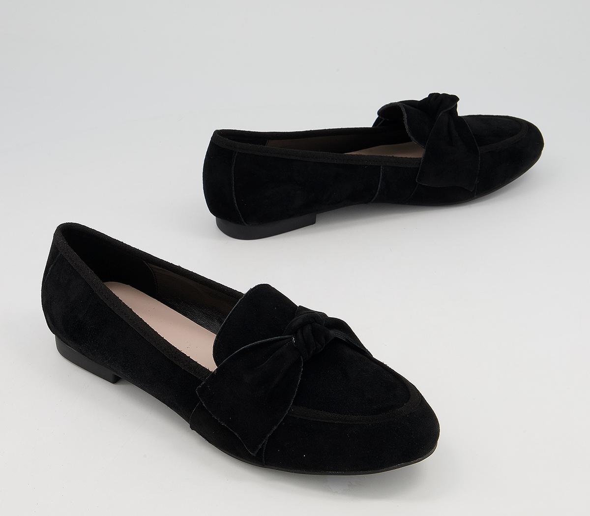 Office Fee Soft Bow Loafers Office Fee Soft Bow Loafers Black Suede