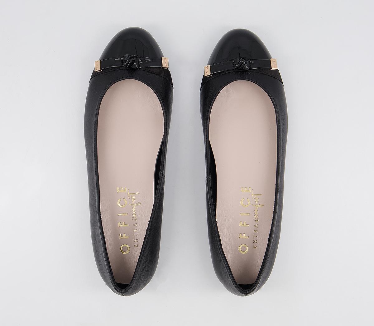 Office Fabled Bow Ballet Pumps Office Fabled Bow Ballet Pumps Black Leather Patent Mix