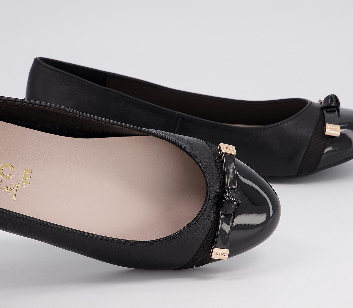 Office Fabled Bow Ballet Pumps Office Fabled Bow Ballet Pumps Black Leather Patent Mix