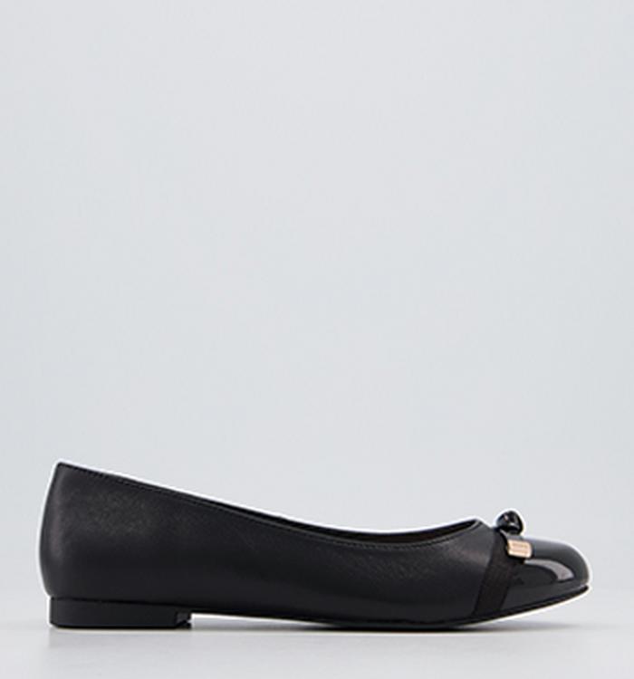 Office Fabled Bow Ballet Pumps Black Leather Patent Mix
