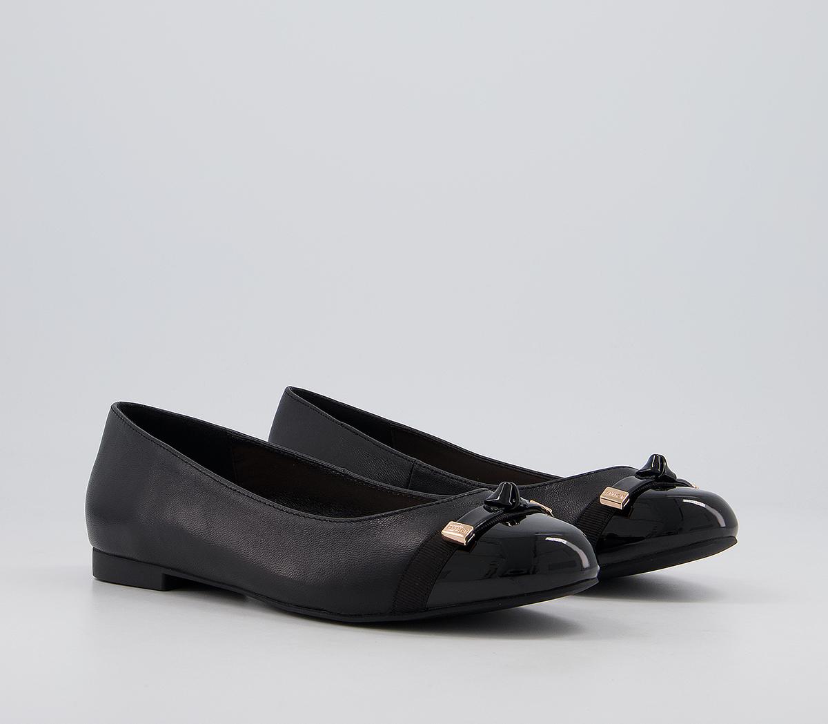 Office Fabled Bow Ballet Pumps Office Fabled Bow Ballet Pumps Black Leather Patent Mix