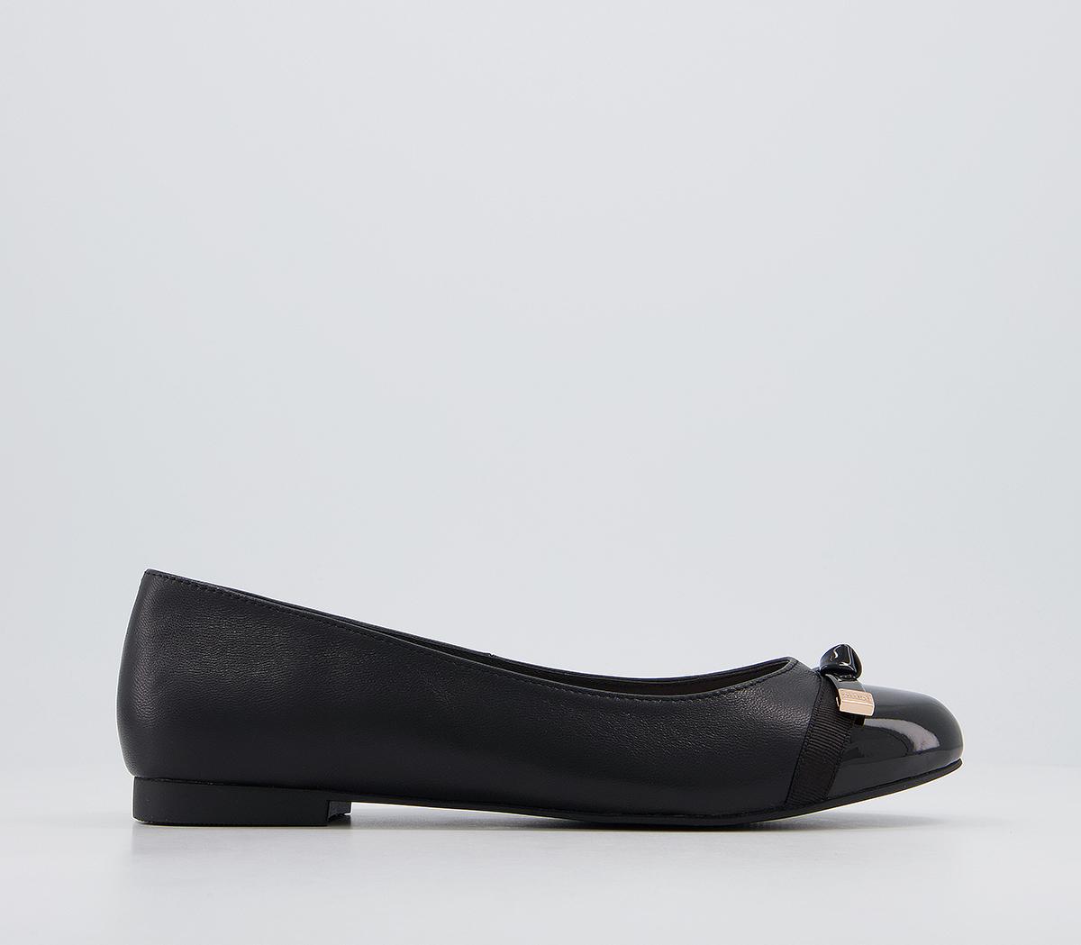 Office Fabled Bow Ballet Pumps Office Fabled Bow Ballet Pumps Black Leather Patent Mix