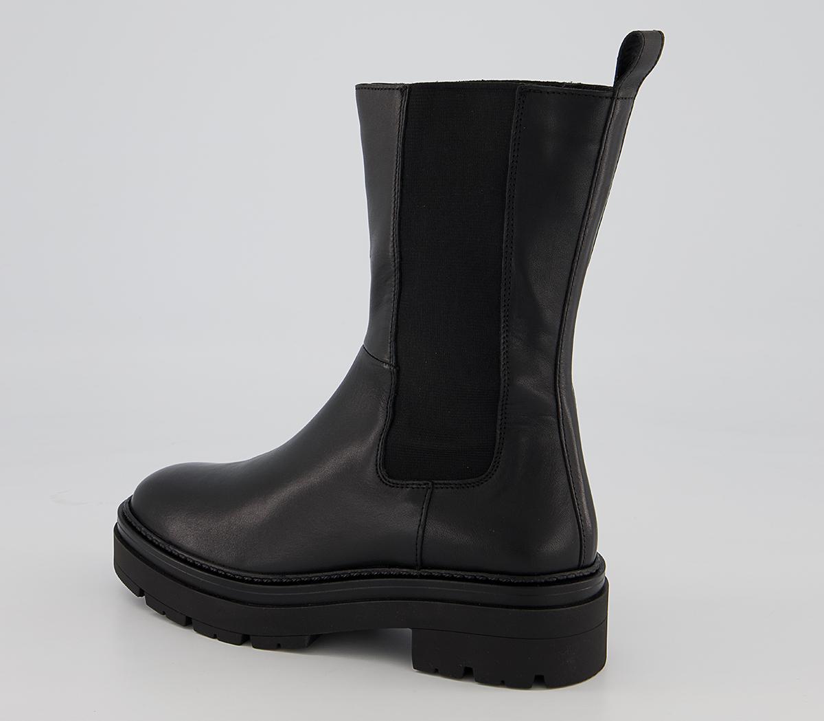 Office Archer High Ankle Chunky Chelsea Boots Black Leather - Ankle Boots