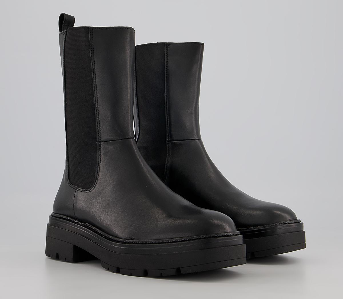 Office Archer High Ankle Chunky Chelsea Boots Office Archer High Ankle Chunky Chelsea Boots Black Leather
