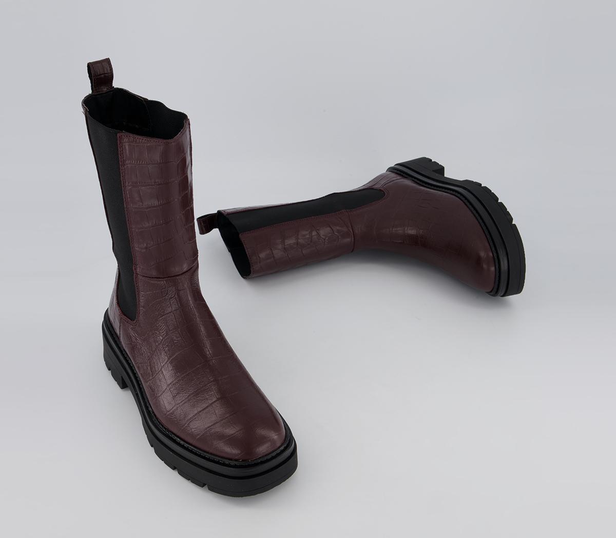 Office Archer High Ankle Chelsea Chunky Boots Office Archer High Ankle Chelsea Chunky Boots Oxblood Leather