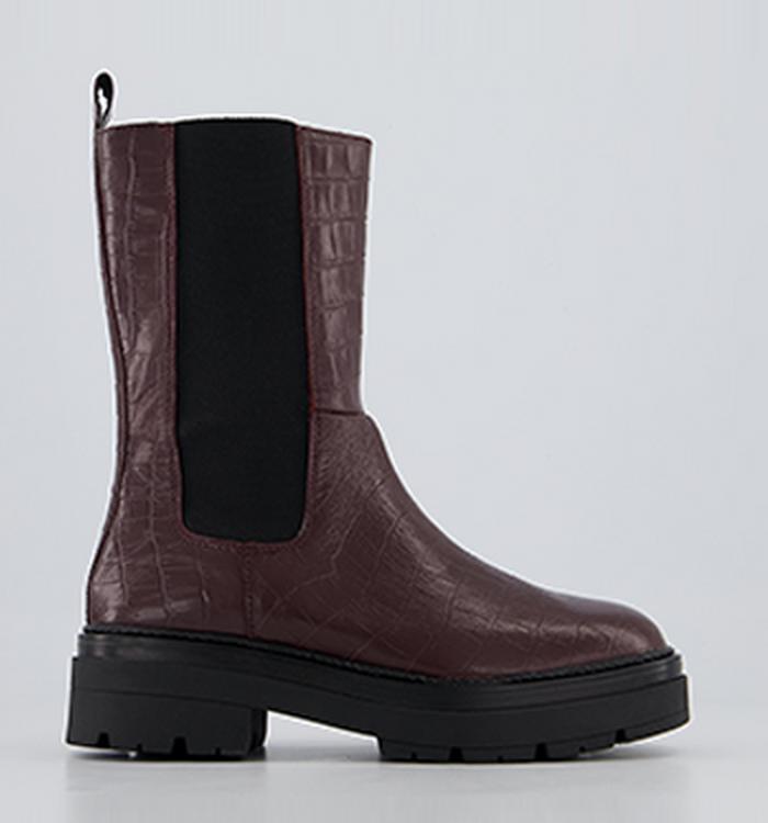 Office Archer High Ankle Chelsea Chunky Boots Oxblood Leather