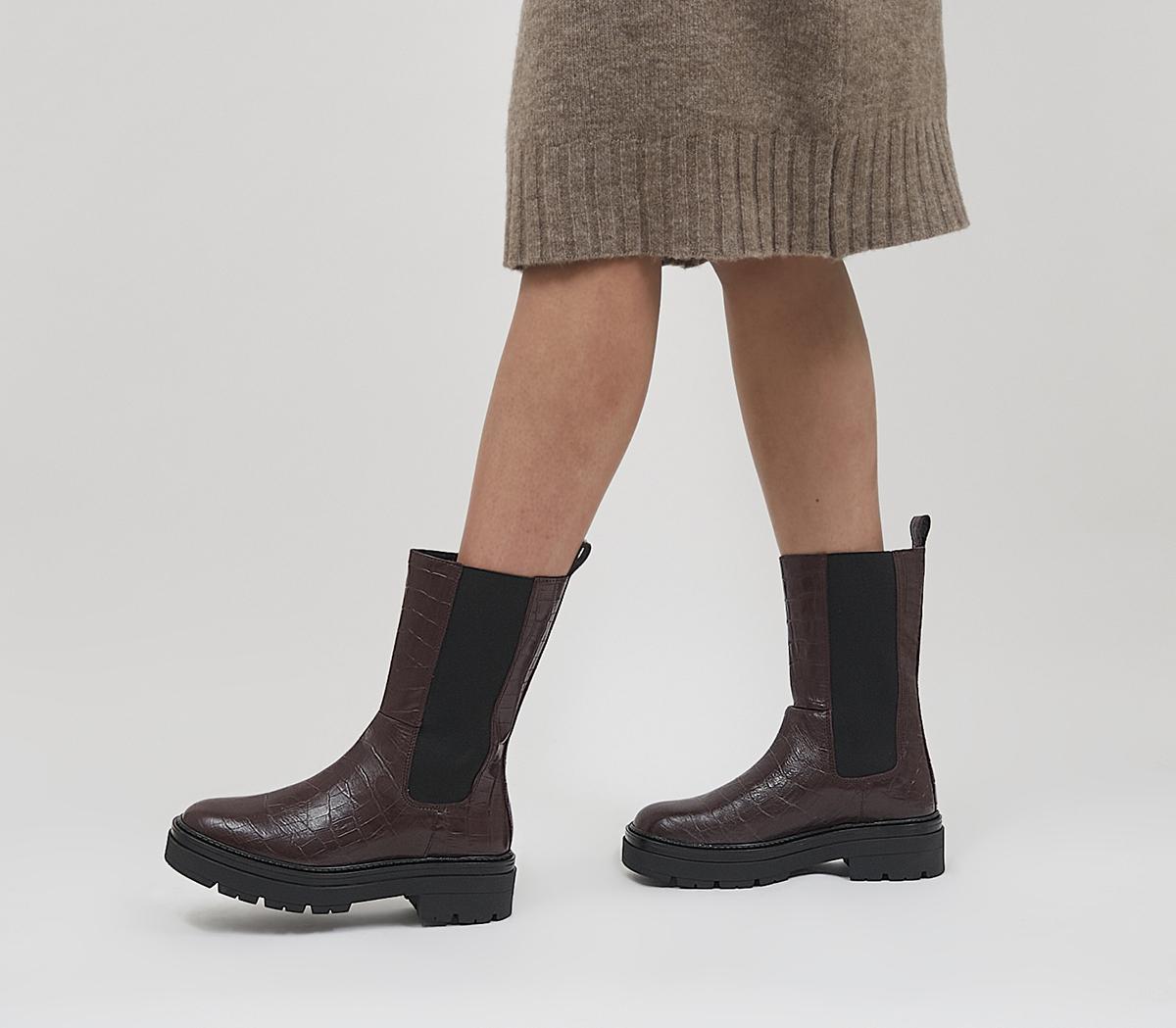 Archer High Ankle Chelsea Chunky Boots Oxblood Leather