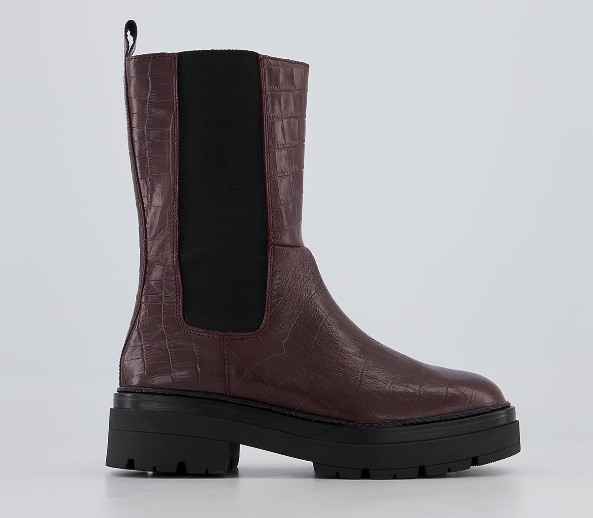 Office Archer High Ankle Chelsea Chunky Boots Office Archer High Ankle Chelsea Chunky Boots Oxblood Leather