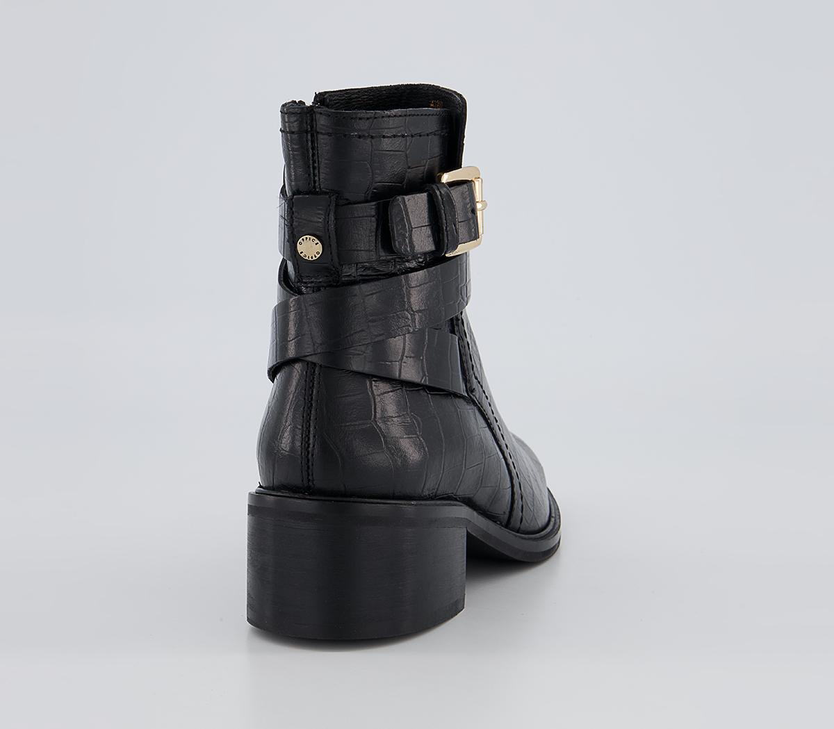 Office Atlas Dressy Jodphur Block Heeled Ankle Boots Office Atlas Dressy Jodphur Block Heeled Ankle Boots Black Croc Leather