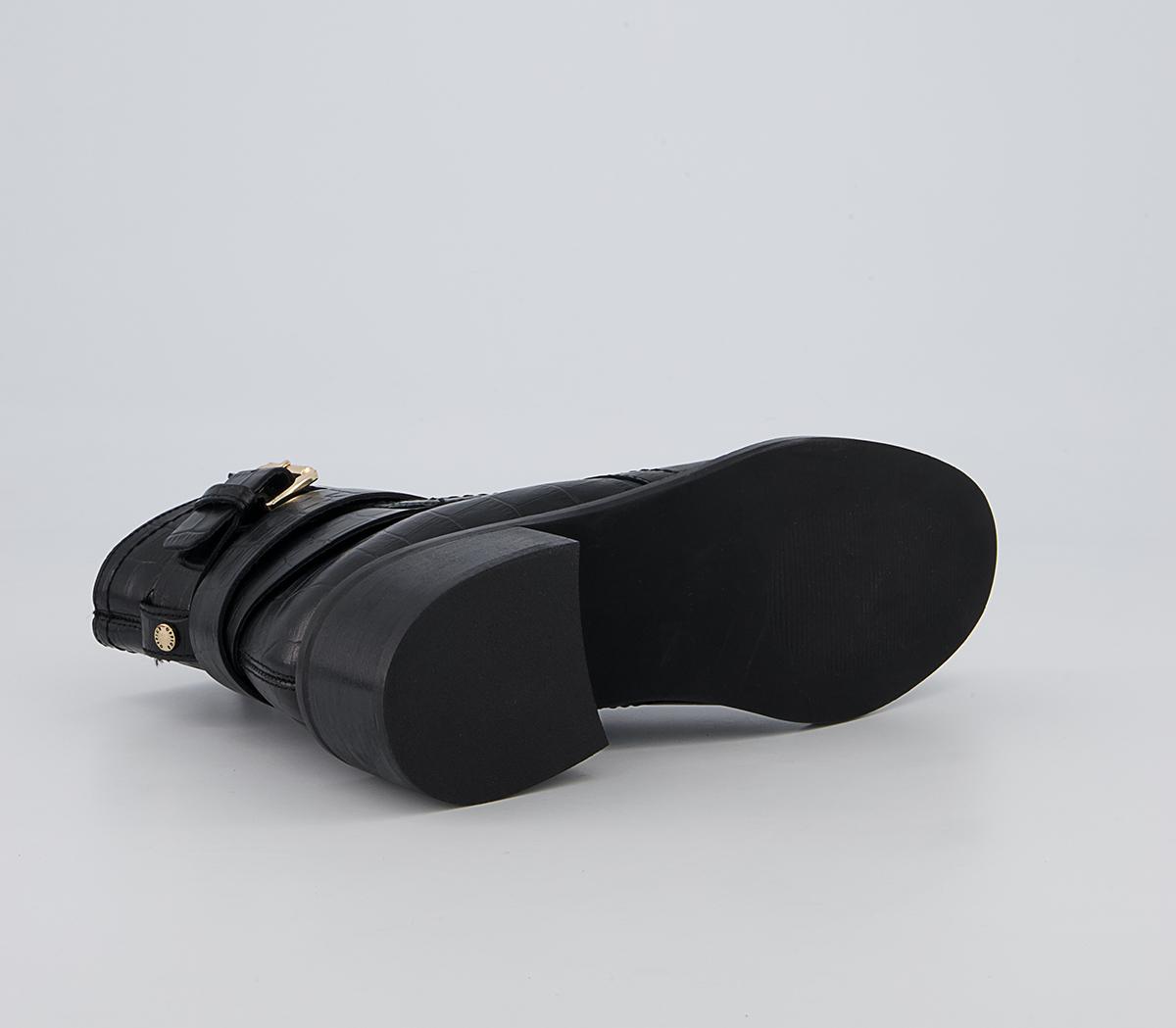 Office Atlas Dressy Jodphur Block Heeled Ankle Boots Office Atlas Dressy Jodphur Block Heeled Ankle Boots Black Croc Leather