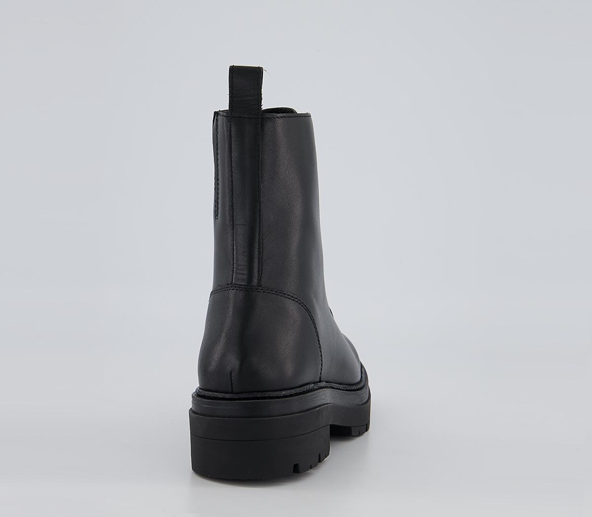 Office Arlo Zip Front Chunky Ankle Boots Office Arlo Zip Front Chunky Ankle Boots Black Leather