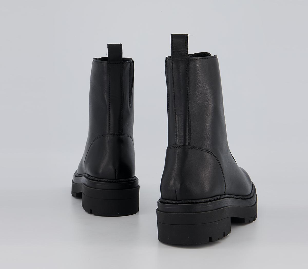 Office Arlo Zip Front Chunky Ankle Boots Office Arlo Zip Front Chunky Ankle Boots Black Leather