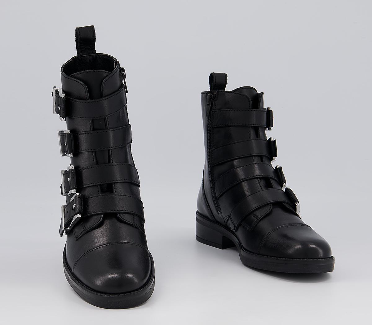 OFFICE Apricot Multi Buckle Boots Black Leather - New Season Boots