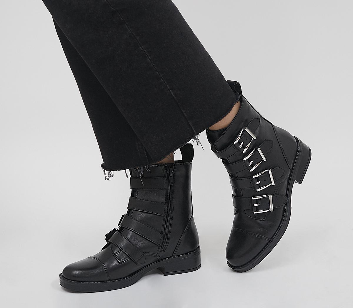 Office black buckle boots best sale