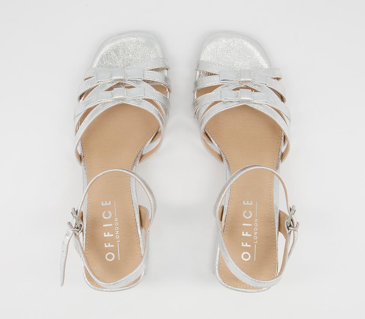 Office Machan Bow Detail Low Block Heels Office Machan Bow Detail Low Block Heels Silver