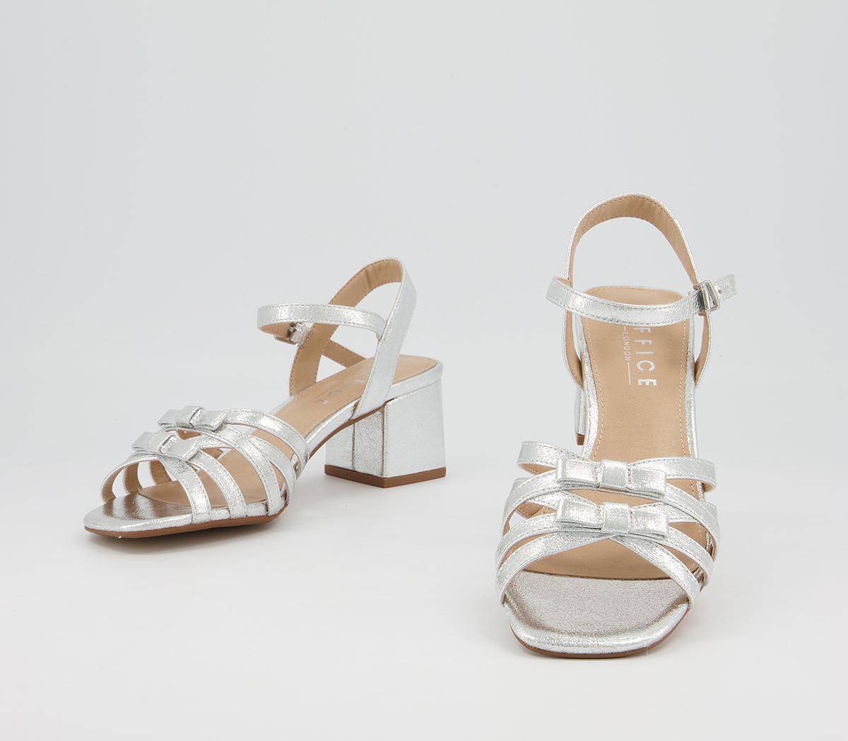 Office Machan Bow Detail Low Block Heels Office Machan Bow Detail Low Block Heels Silver