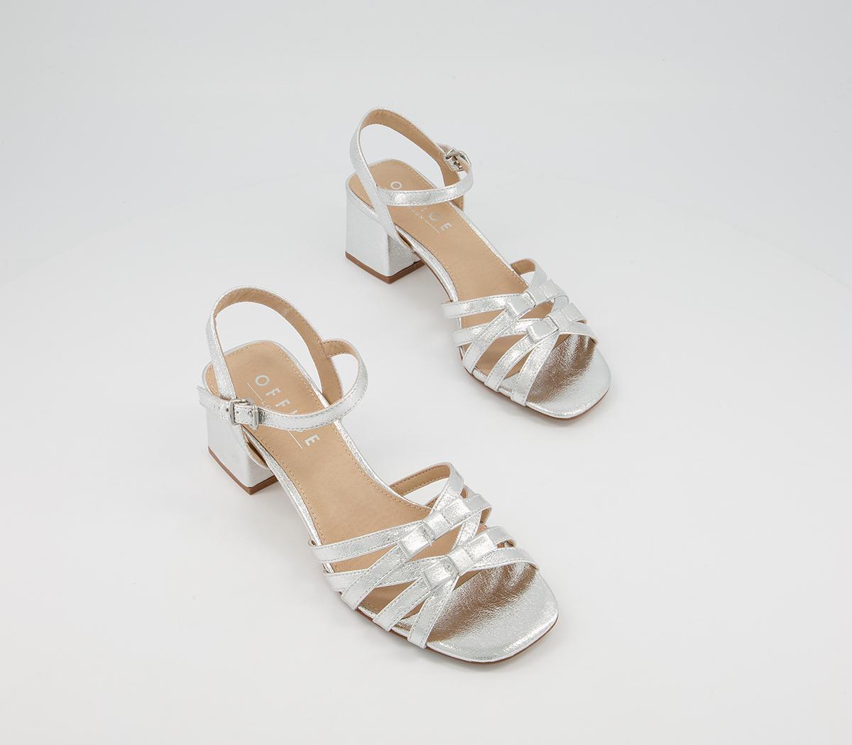 Office Machan Bow Detail Low Block Heels Office Machan Bow Detail Low Block Heels Silver
