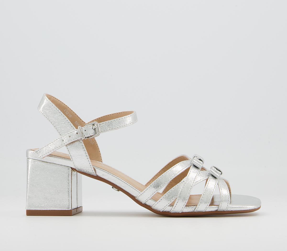 Office Machan Bow Detail Low Block Heels Office Machan Bow Detail Low Block Heels Silver