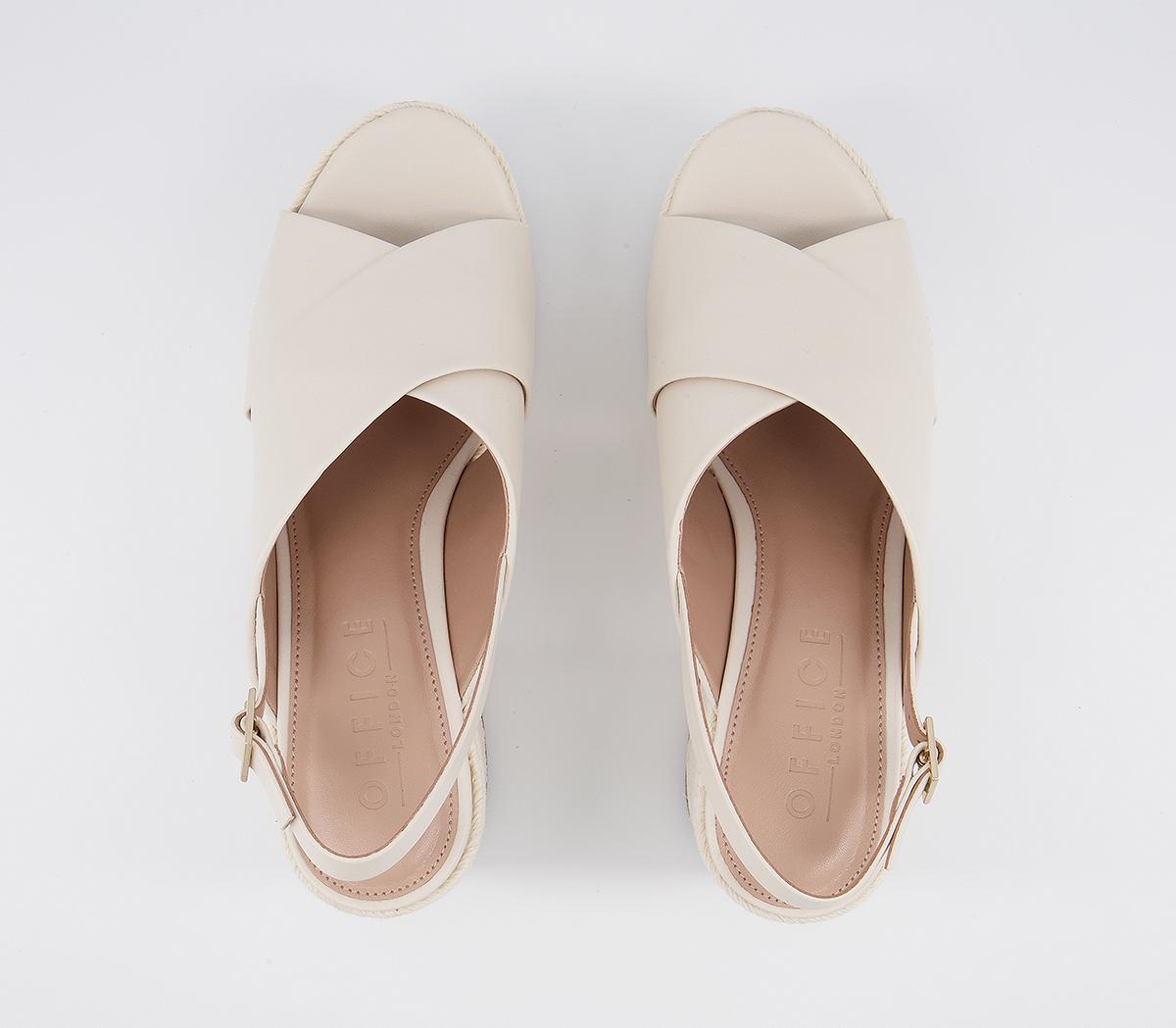 Office Hoffen Cross Strap Platform Espadrille High Heels Office Hoffen Cross Strap Platform Espadrille High Heels Bone Leather
