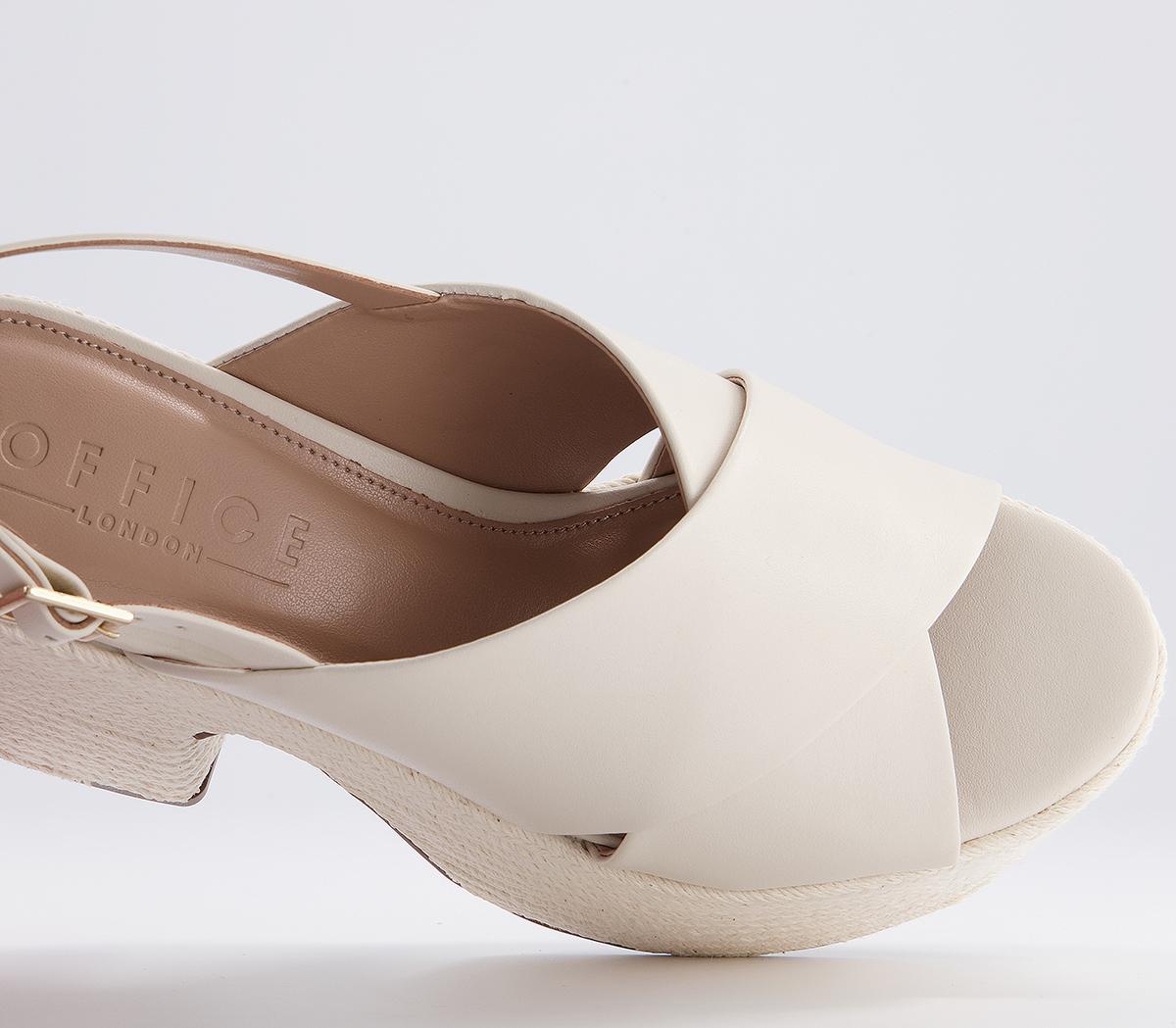 Office Hoffen Cross Strap Platform Espadrille High Heels Office Hoffen Cross Strap Platform Espadrille High Heels Bone Leather