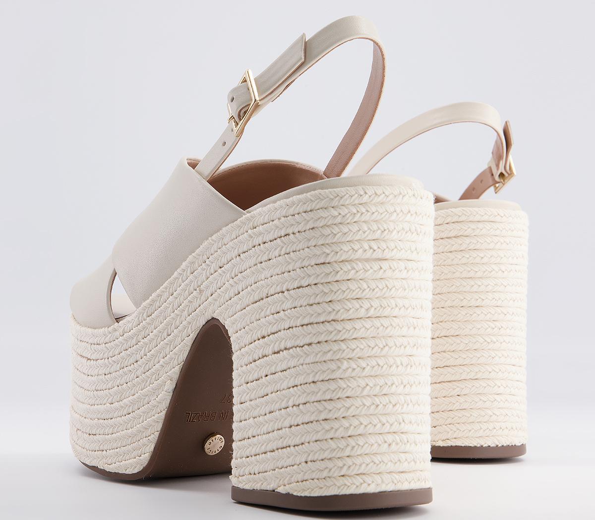 Office Hoffen Cross Strap Platform Espadrille High Heels Office Hoffen Cross Strap Platform Espadrille High Heels Bone Leather