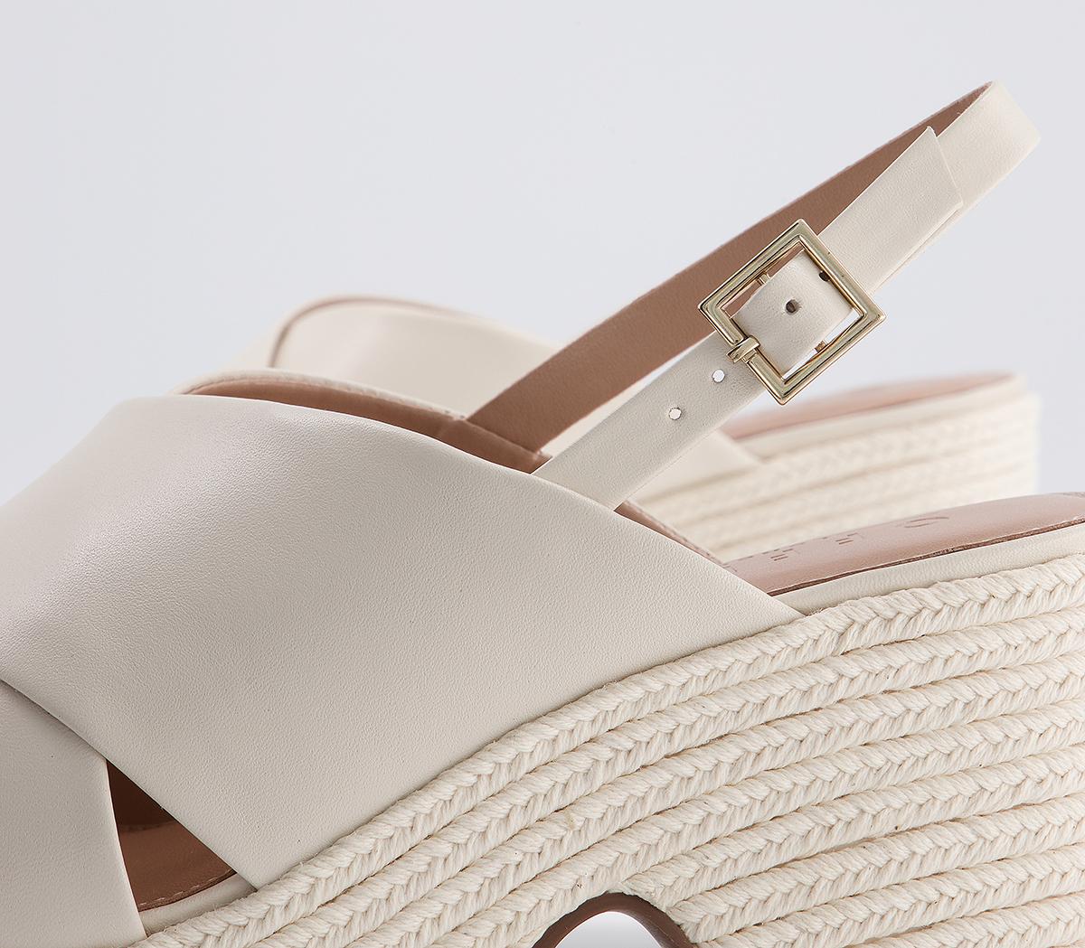 Office Hoffen Cross Strap Platform Espadrille High Heels Office Hoffen Cross Strap Platform Espadrille High Heels Bone Leather