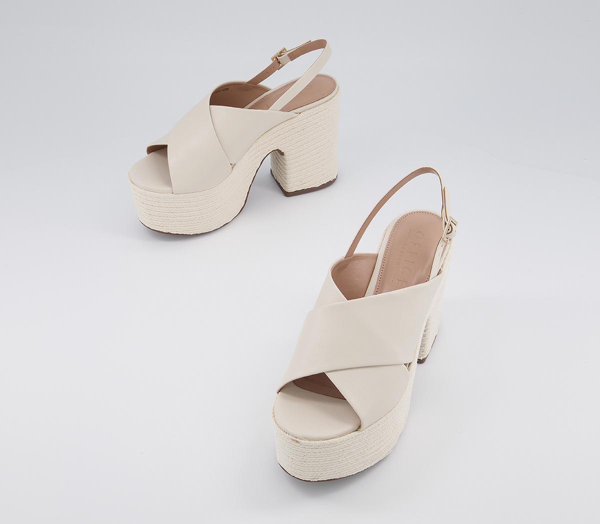 Office Hoffen Cross Strap Platform Espadrille High Heels Office Hoffen Cross Strap Platform Espadrille High Heels Bone Leather