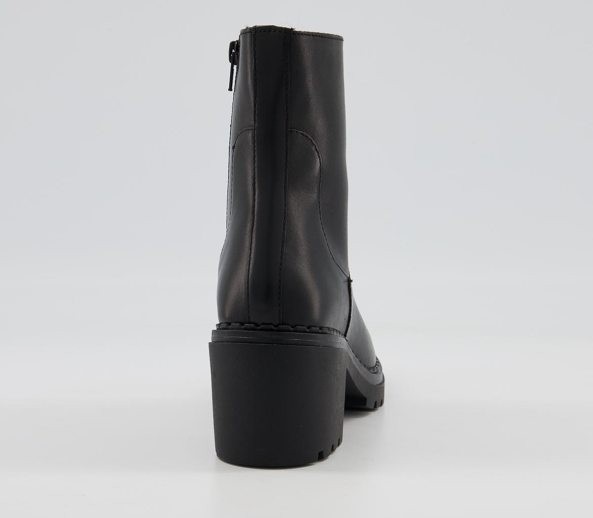 Office Amberley Chunky Mid Heel Ankle Boots Office Amberley Chunky Mid Heel Ankle Boots Black Leather