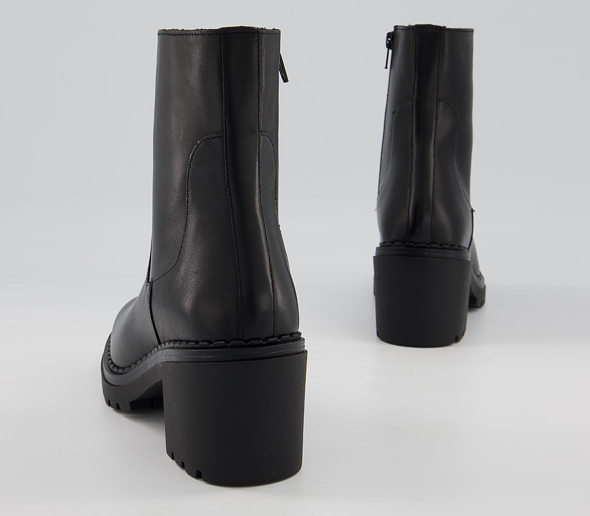 Office Amberley Chunky Mid Heel Ankle Boots Office Amberley Chunky Mid Heel Ankle Boots Black Leather