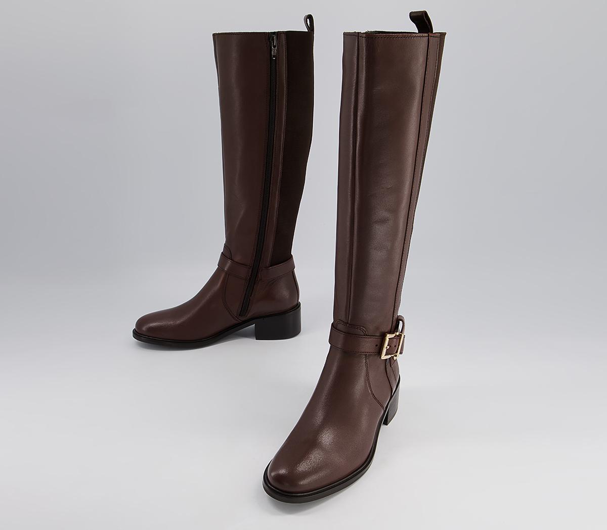 Office Kalten Harness Detail Rider Boots Office Kalten Harness Detail Rider Boots Chocolate Leather