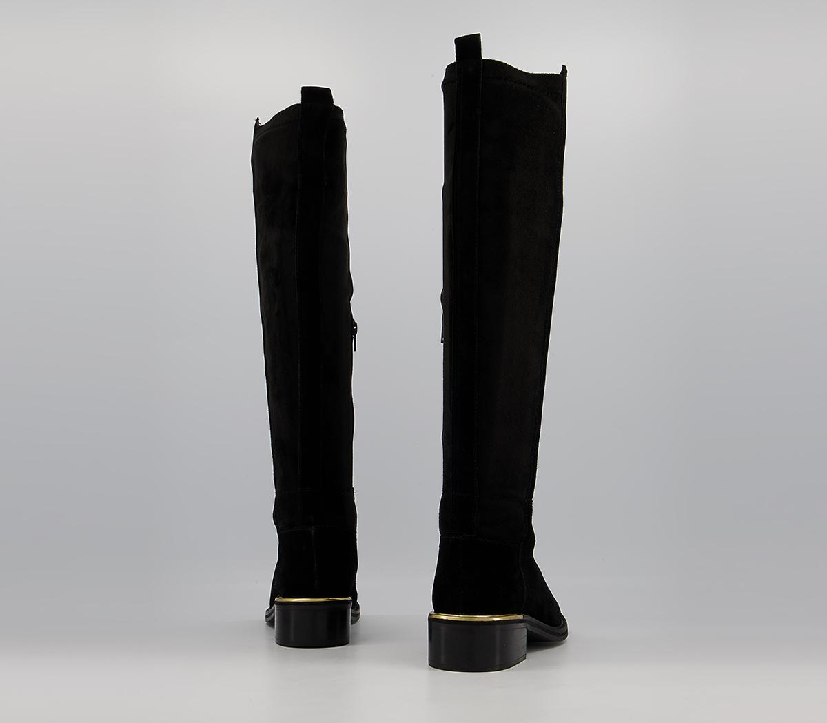 OFFICE Knee Boots Black Suede Knee High Boots